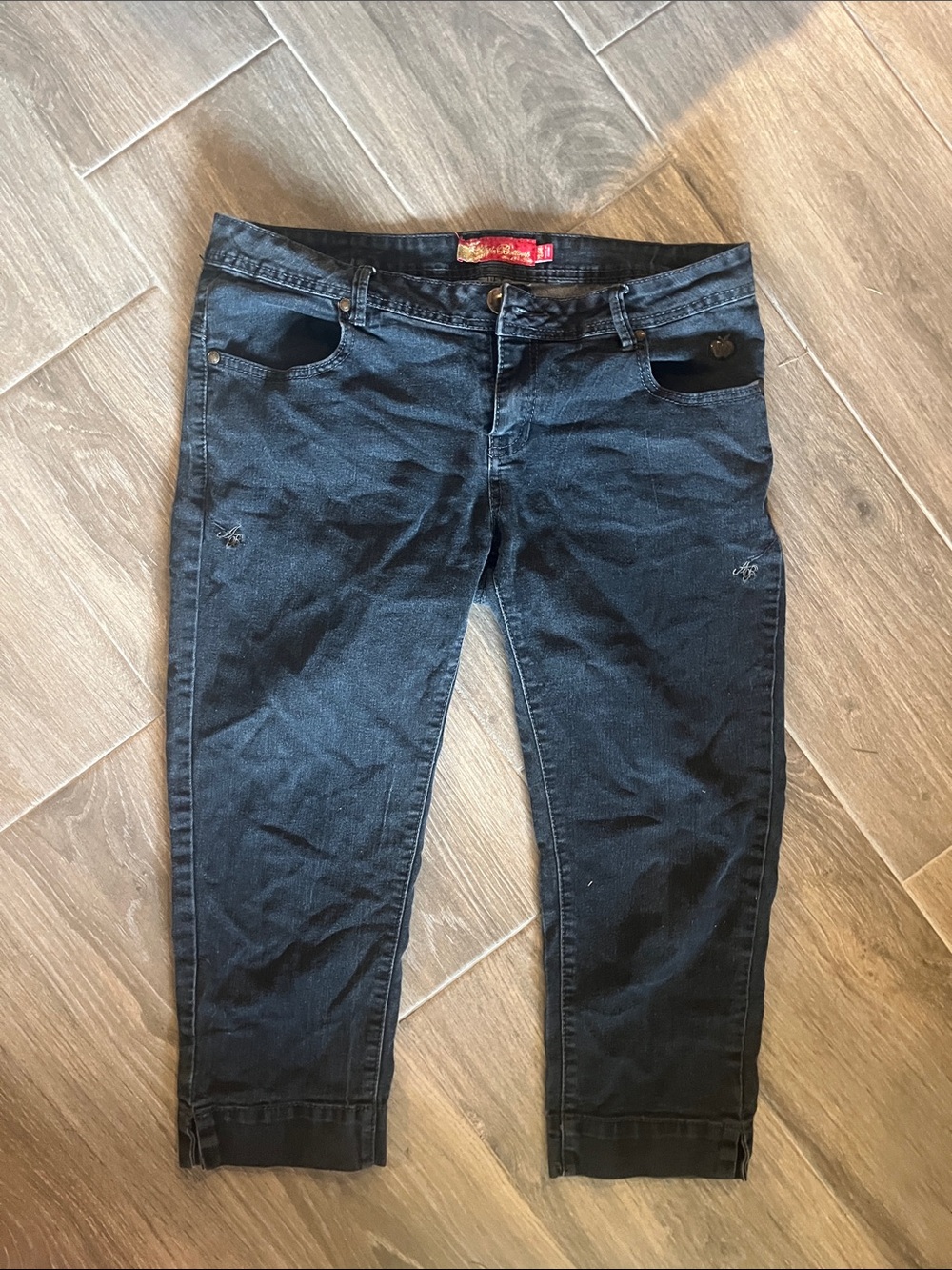 Apple Bottoms Men's Slim Straight Jeans in Black-Blue Wash